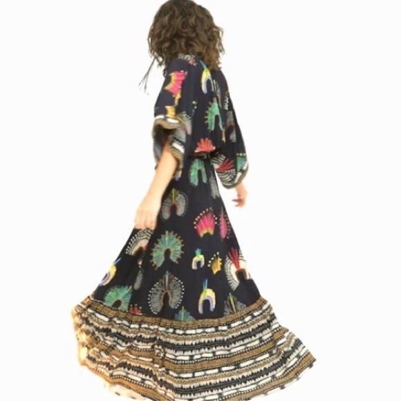 FARM Rio + Yawanawa Wonderful Feathers Headdress Print Maxi Dress - Picture 2 of 16